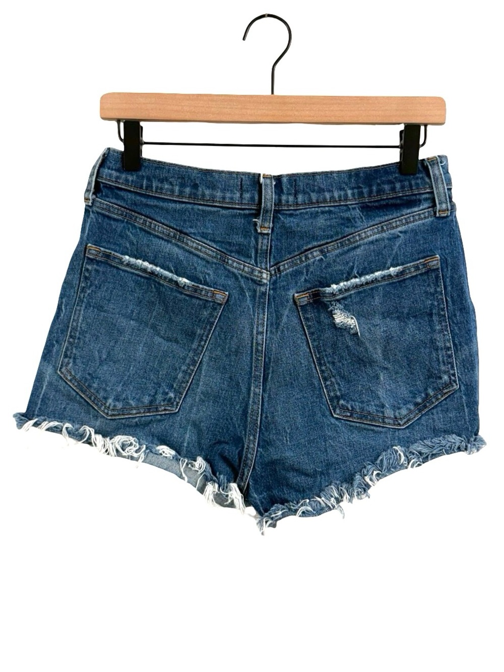Abercrombie & Fitch High-Rise Distressed Denim Shorts - Blue - Picture 3 of 8